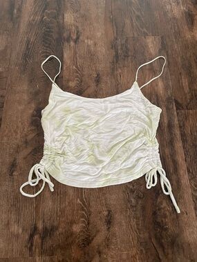 White Ruched Side Tie Spaghetti Strap Tank Top